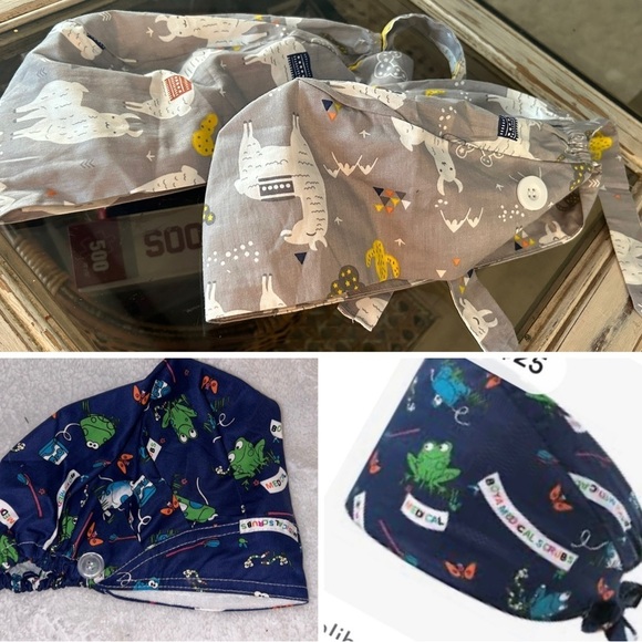Clearance 3 pieces 2 gray 1 blue Euro Style Adj Scrub Cap nursie dr 0117 - Picture 1 of 10